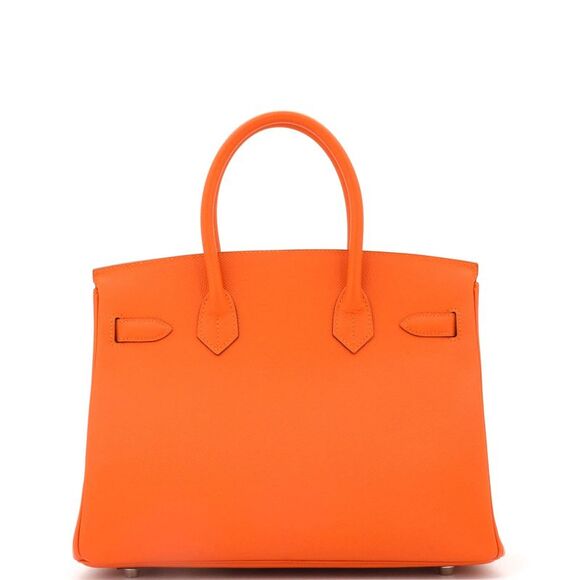 Hermes Birkin Handbag Feu Epsom with Palladium Hardware 30 Orange - Picture 4 of 8